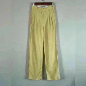 Wilfred Aritzia Yellow Linen Blend Wide Leg Pant Women's Size 00